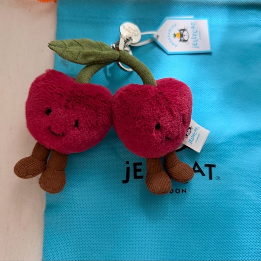 Jellycat Red Cherry Plush Keyring